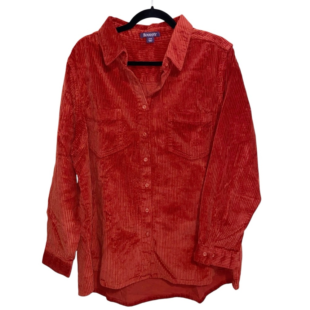 Roamans Shirt Jacket Womens Plus Size 22 Corduroy Button Pockets Shacket Casual